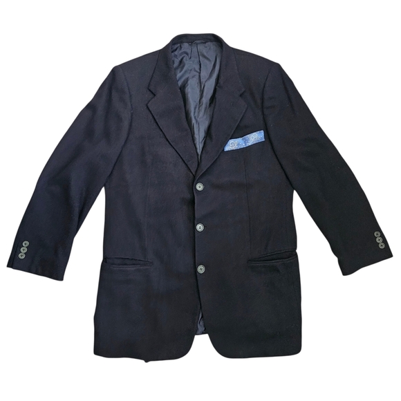Giorgio Armani Classico Men's Milano Cashmere Black Blazer Old Money Large - Picture 1 of 15
